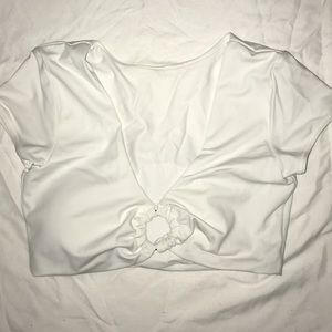 White bathing suit ring top